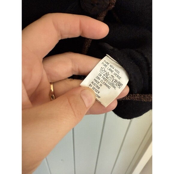 Geiger Tyrol Sweater Cardigan 38 8 Austria Pure New Boiled Wool Black Jacket - Picture 4 of 5